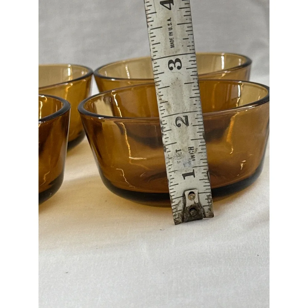 Anchor Hocking Fire King Amber Glass Custard Cups Ramekins 6oz Set of 4 434